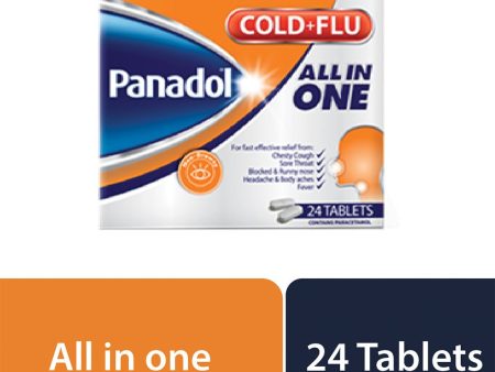 Panadol Cold & Flu All In One Tablets For Cough, Cold & Flu Symptoms, Pack of 24 s Online now